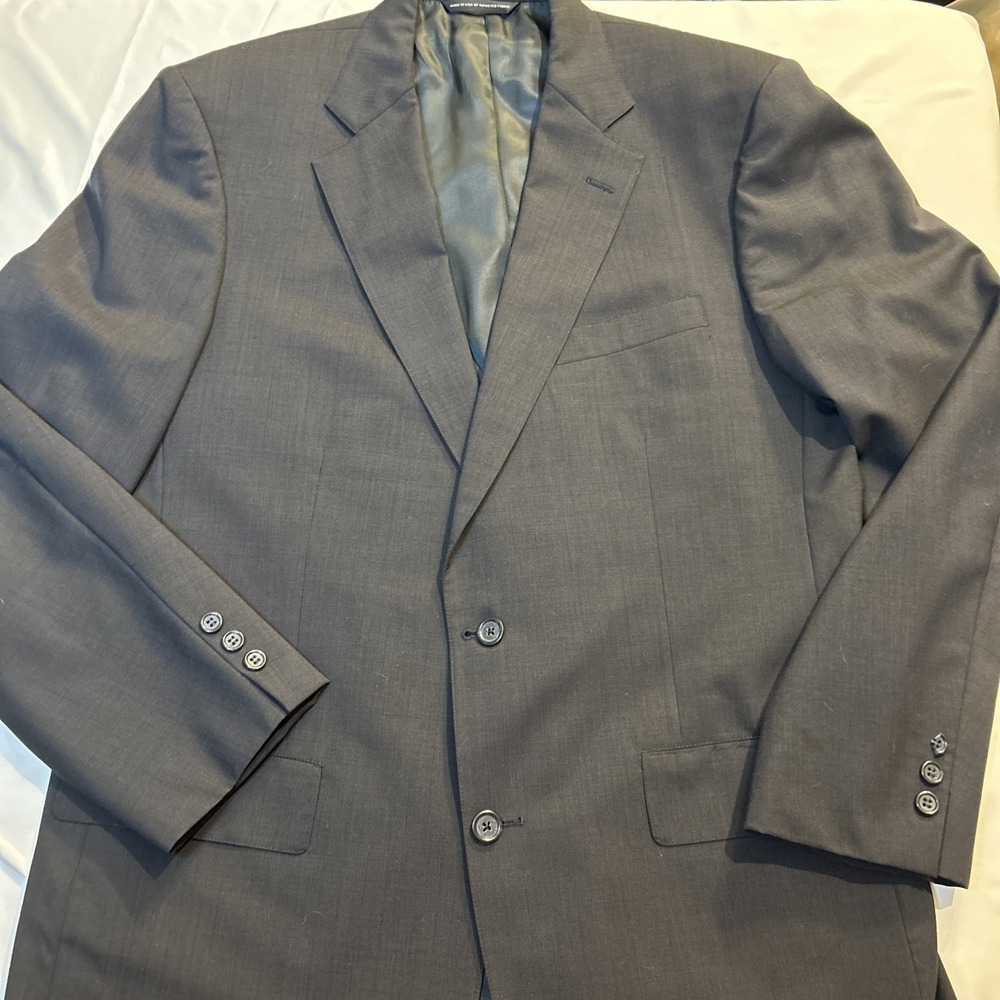 Vintage Brooks Brothers 43L Wool‎ Solid Dark Gray Sport Coat Blazer Jacket Long